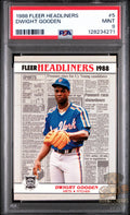 PSA Graded baseball trading card featuring Dwight Gooden Fleer Headliners insert numbered 5 of 6