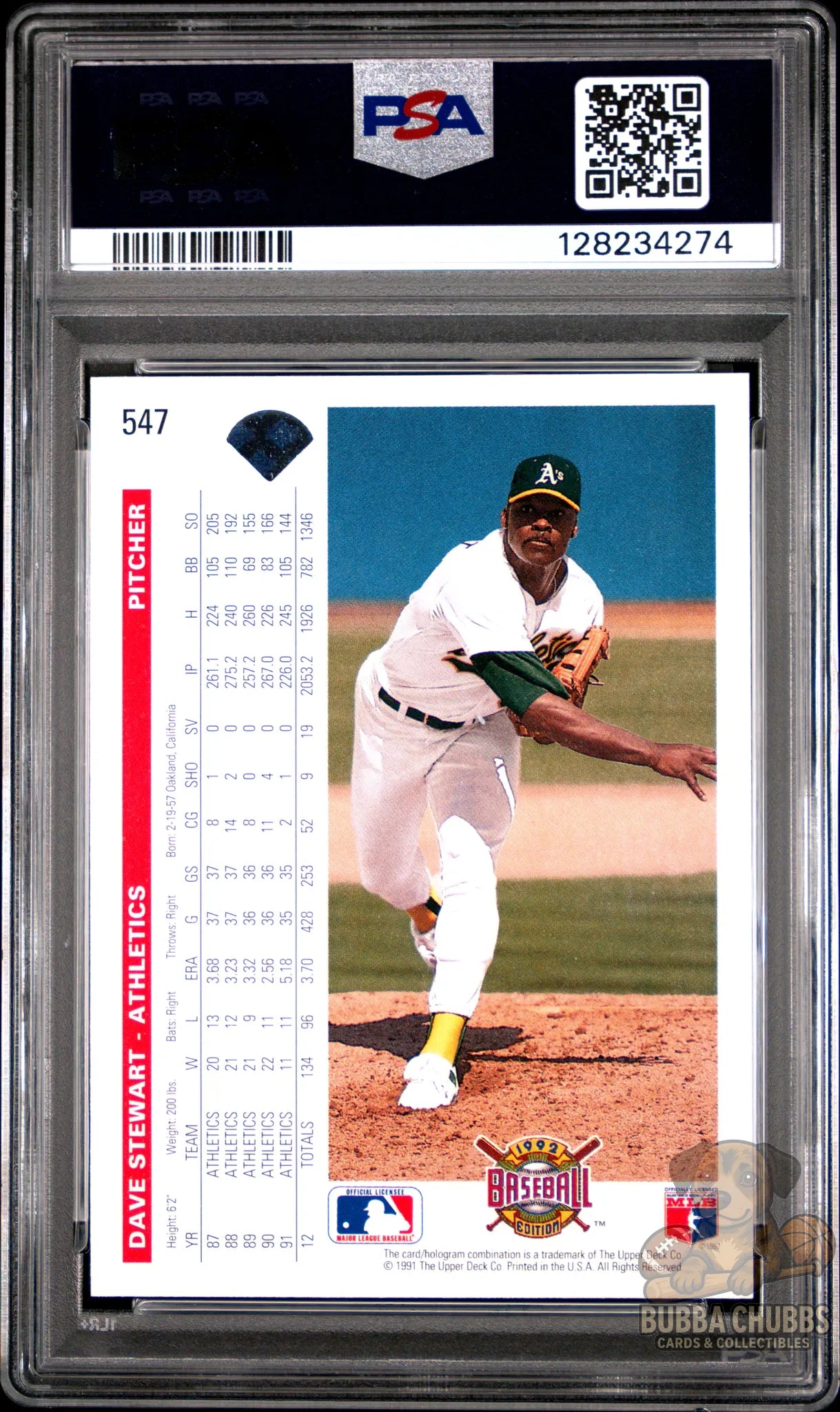psa graded baseball trading card of Dave Stewart upper deck base