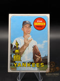 Vintage baseball trading card of Stan Bahnsen of the New York Yankees topps chewing gum base all-star rookie