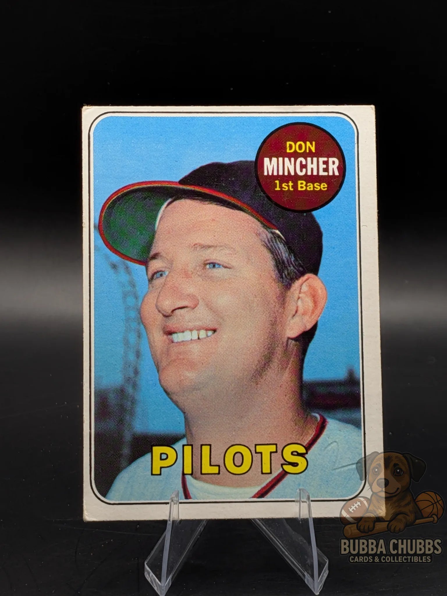 vintage baseball trading card of Don Mincher with the Seattle Pilots topps chewing gum base 
