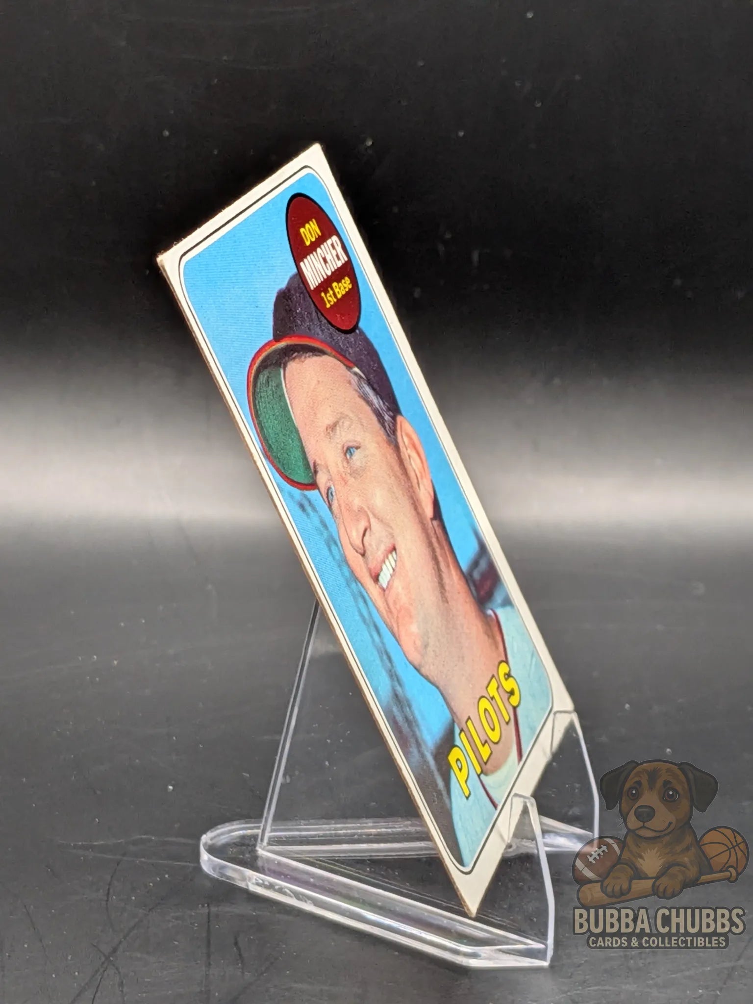 vintage baseball trading card of Don Mincher with the Seattle Pilots topps chewing gum base 