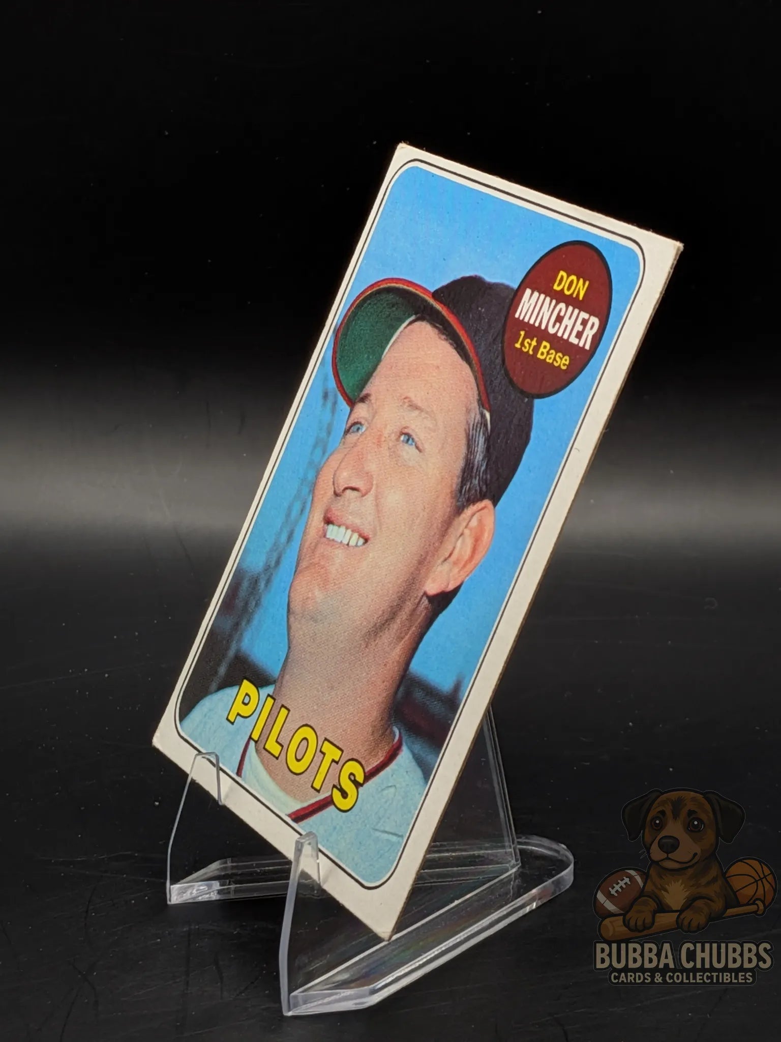 vintage baseball trading card of Don Mincher with the Seattle Pilots topps chewing gum base 