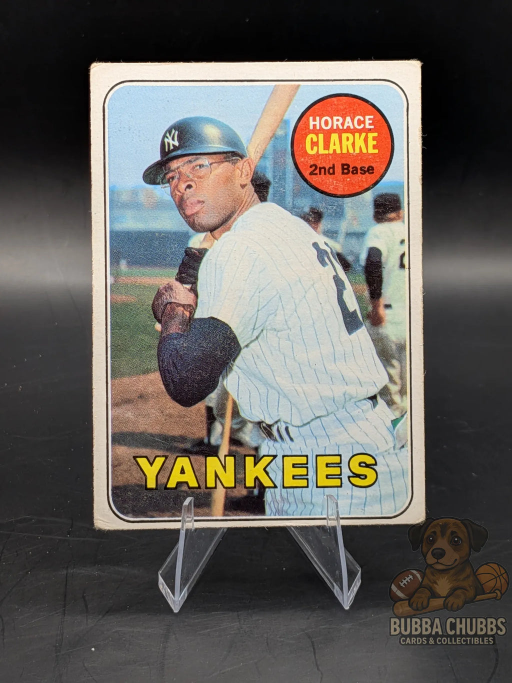 vintage Baseball trading card of Horace Clarke of the New York Yankees topps chewing gum base