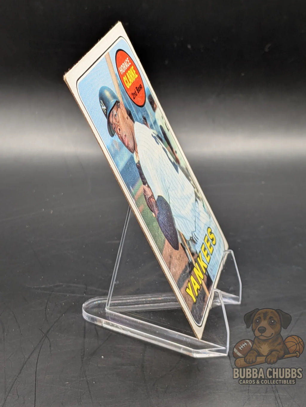 vintage Baseball trading card of Horace Clarke of the New York Yankees topps chewing gum base