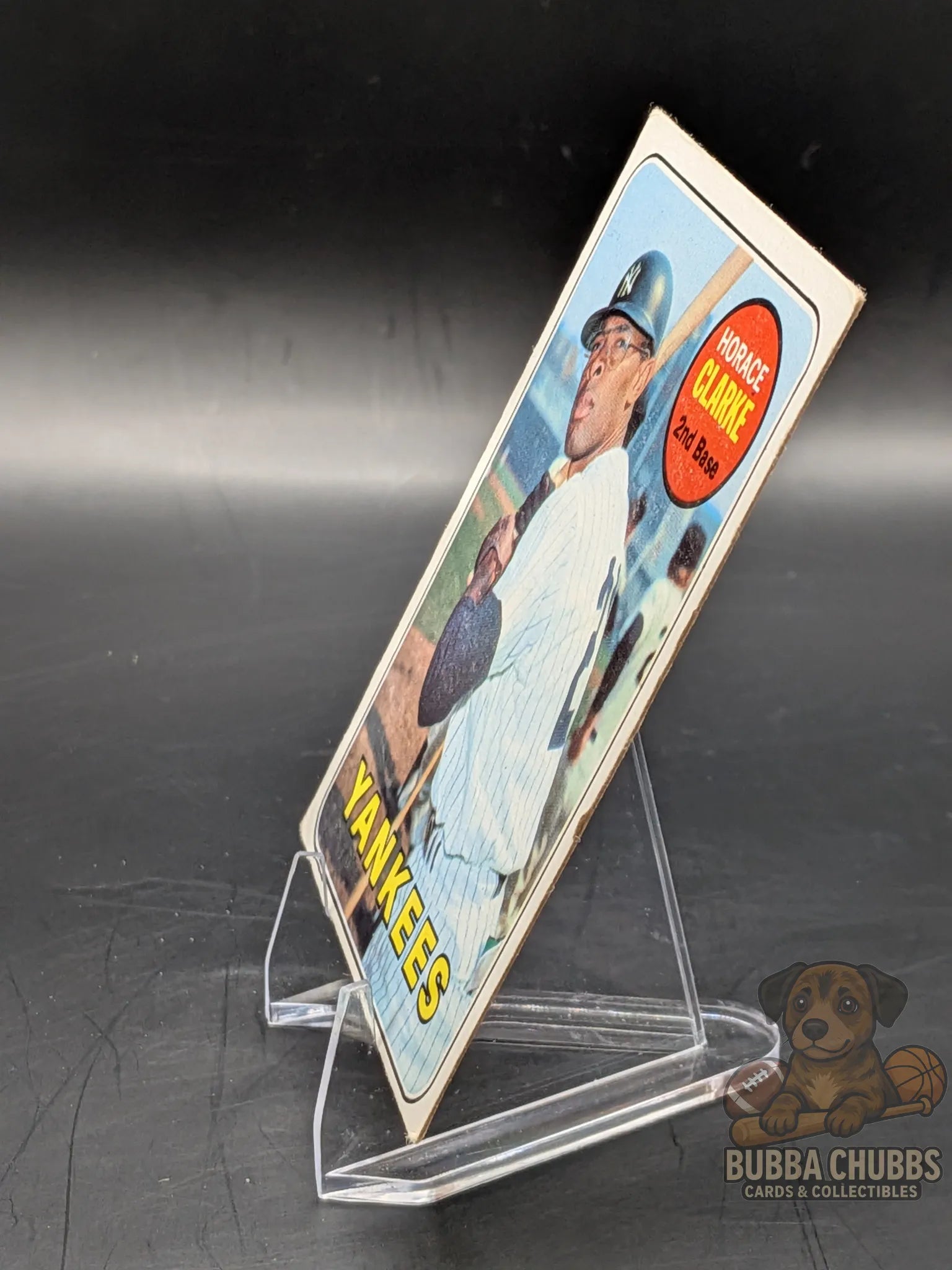 vintage Baseball trading card of Horace Clarke of the New York Yankees topps chewing gum base