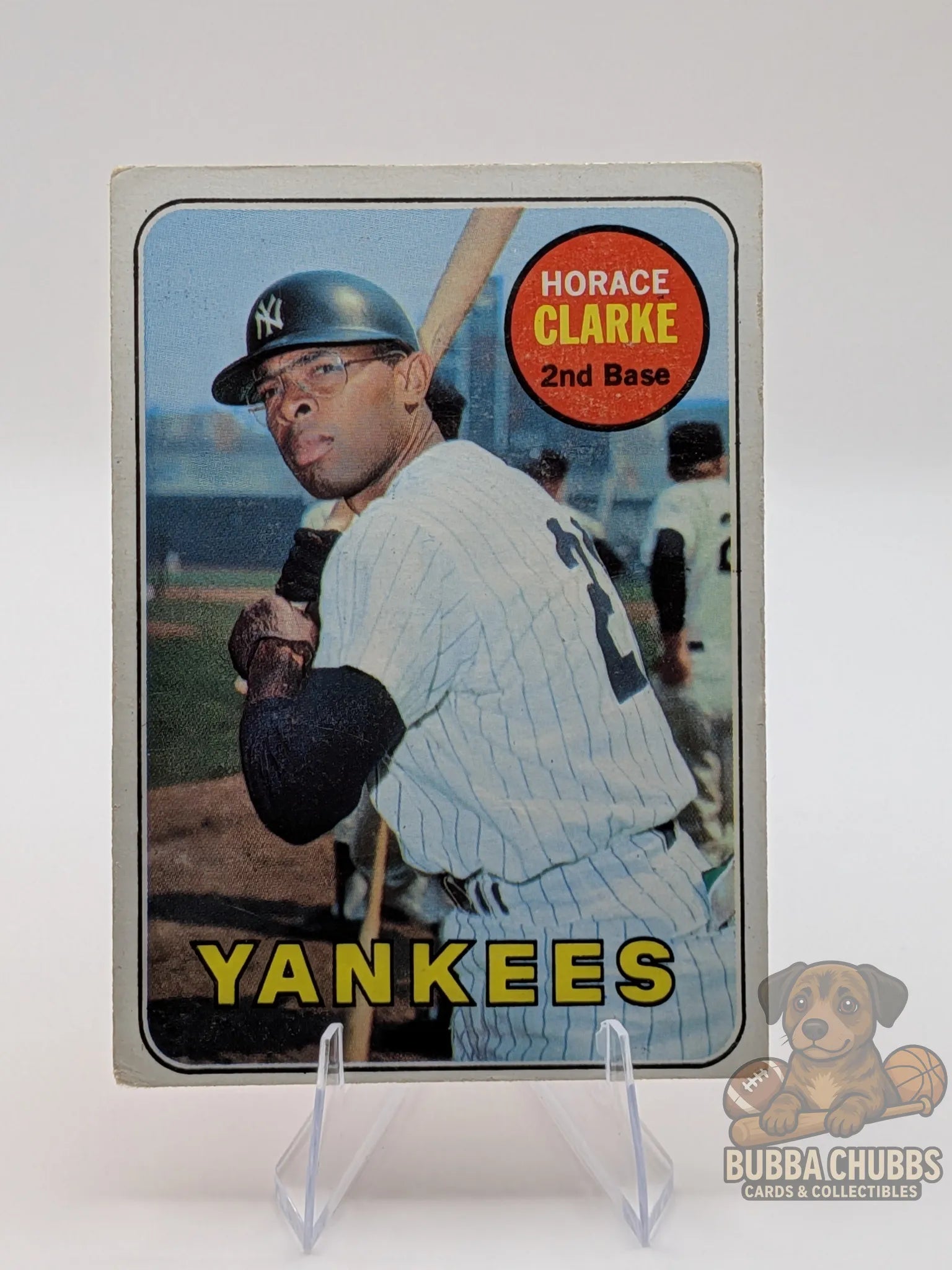 vintage Baseball trading card of Horace Clarke of the New York Yankees topps chewing gum base