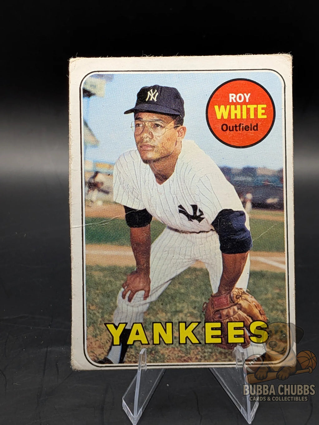 vintage Baseball trading card of Roy White of the New York Yankees topps chewing gum base 