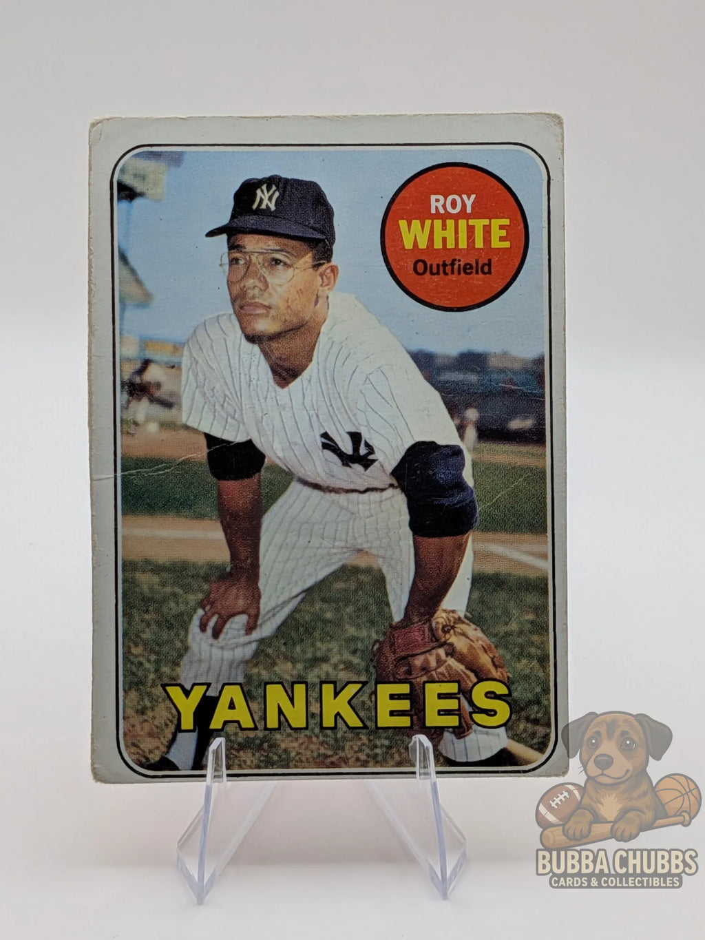 vintage Baseball trading card of Roy White of the New York Yankees topps chewing gum base 