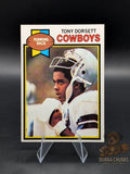 Vintage football trading card of Tony Dorsett with the  Dallas Cowboys topps chewing gum 