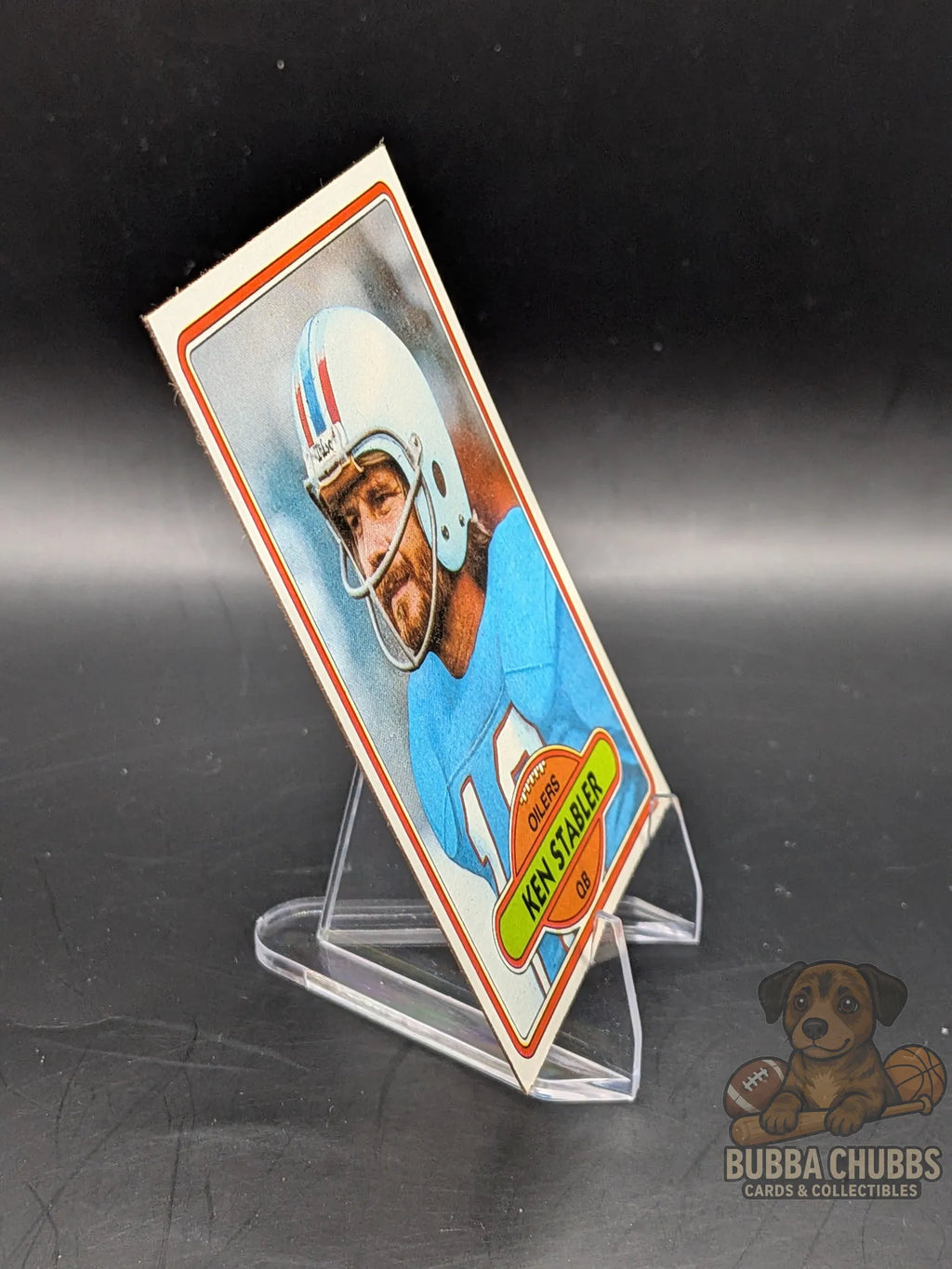 Vintage football trading card of Ken Stabler with Oilers topps chewing gum