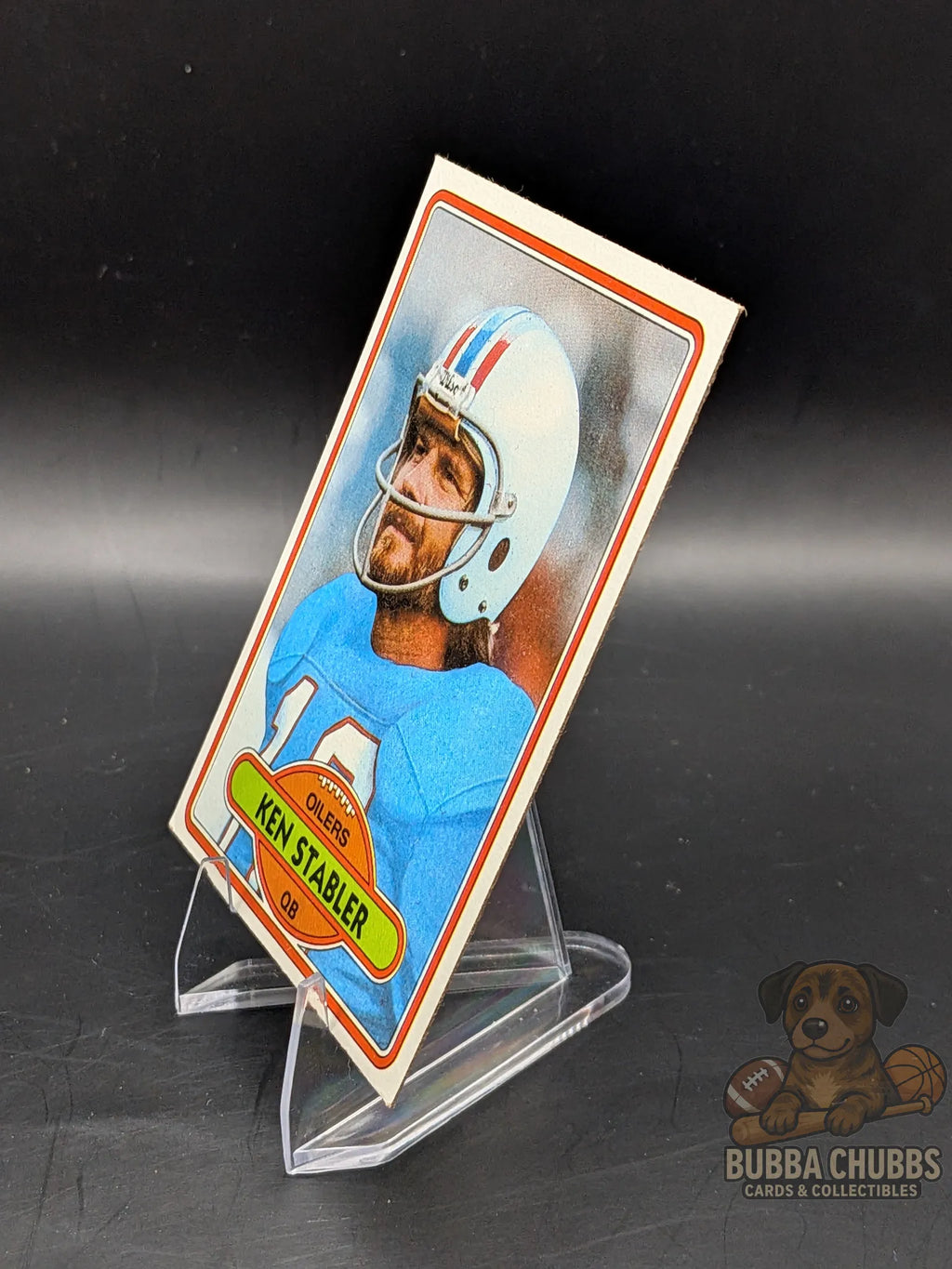 Vintage football trading card of Ken Stabler with Oilers topps chewing gum