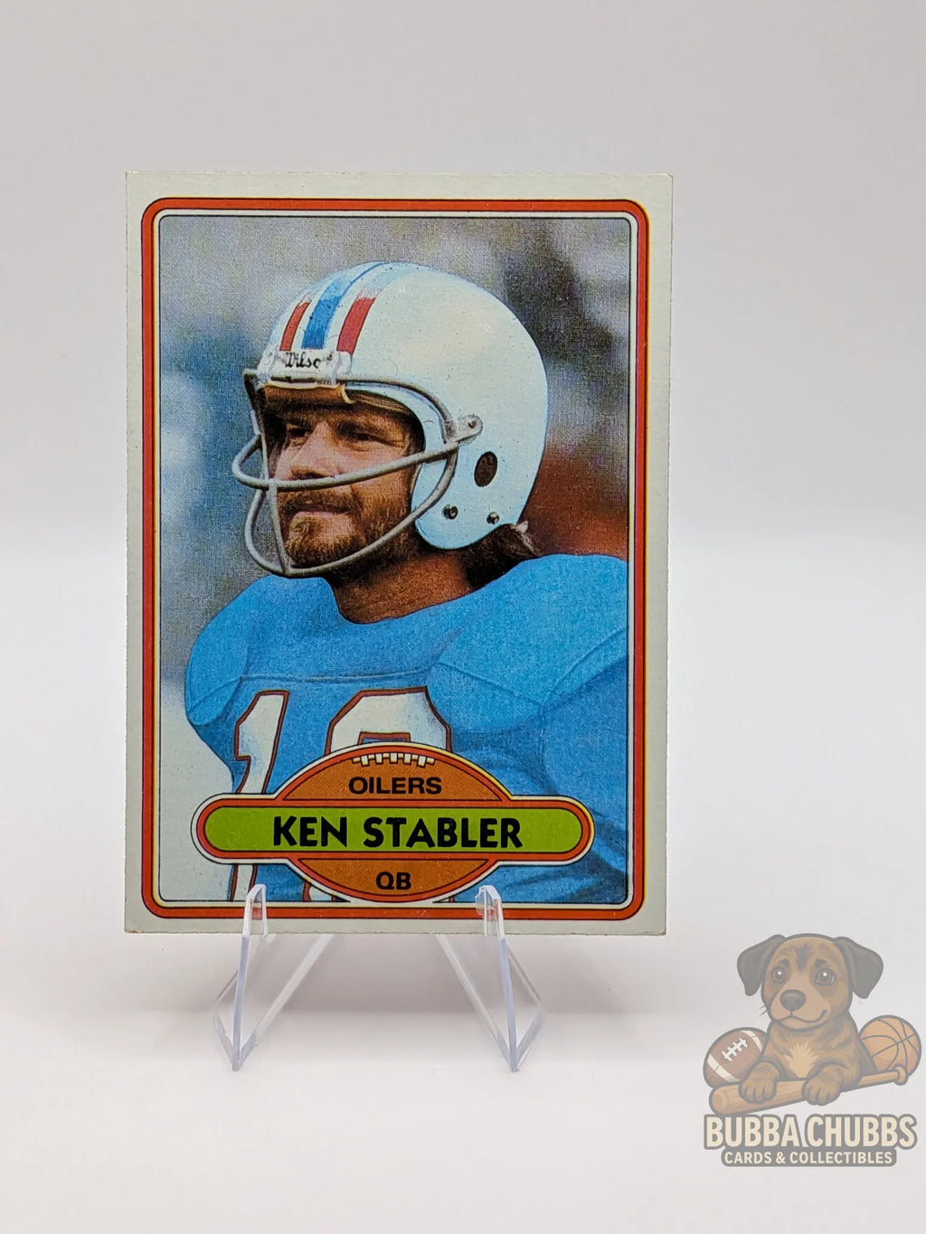 Vintage football trading card of Ken Stabler with Oilers topps chewing gum