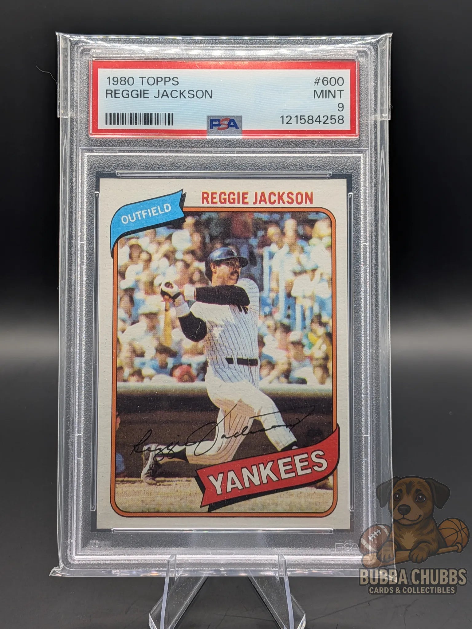 Baseball trading card of Reggie Jackson  topps hall of famer Reggie Jackson PSA 9 Mint graded