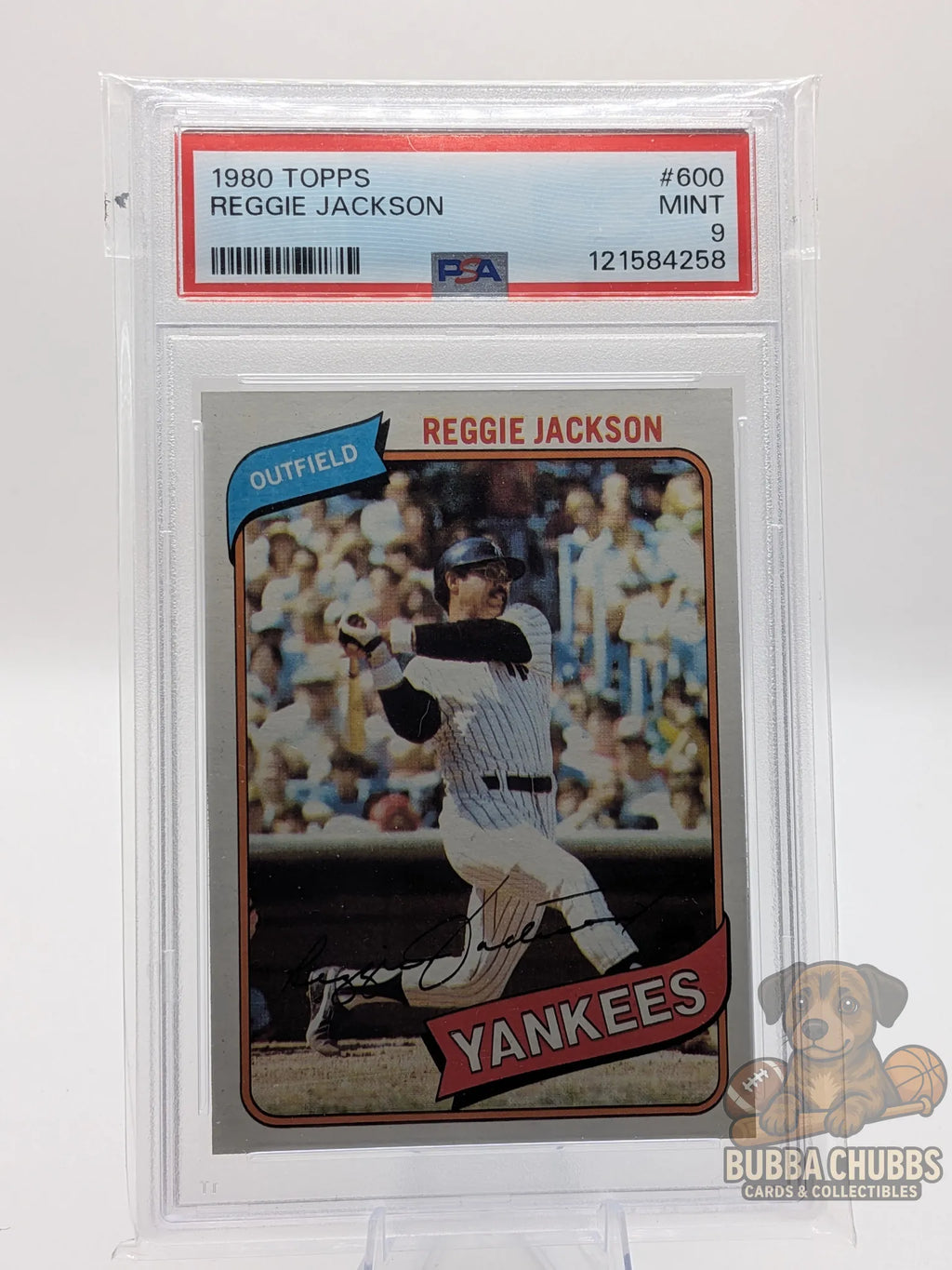 Baseball trading card of Reggie Jackson  topps hall of famer Reggie Jackson PSA 9 Mint graded