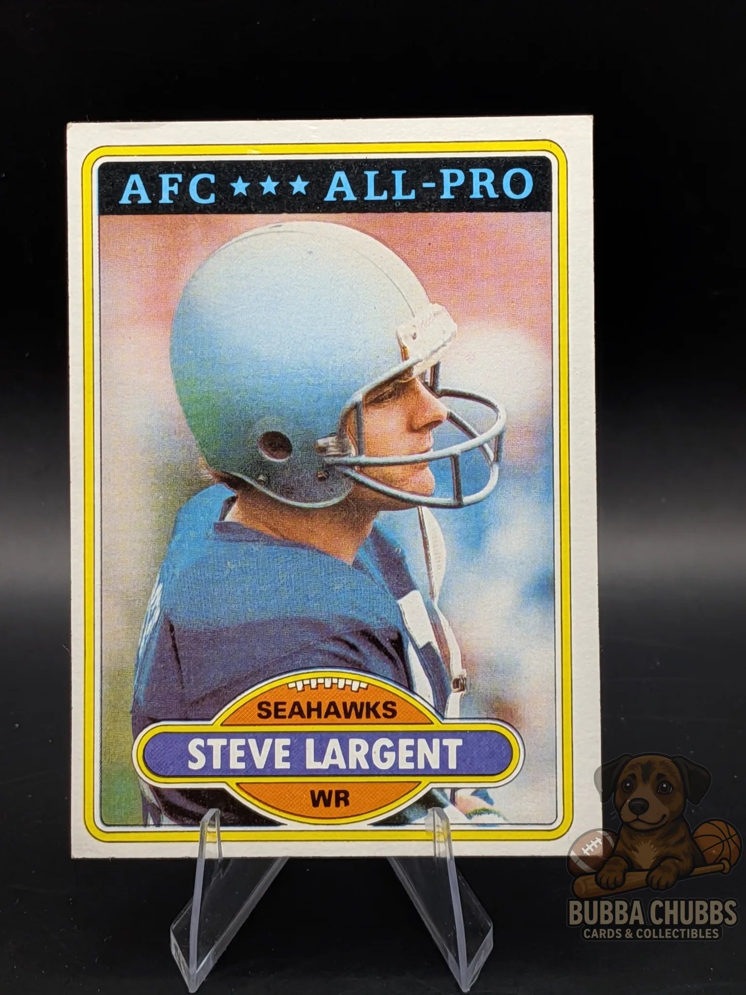 Vintage football trading card of Steve Largent topps chewing gum AFC All-Pro insert