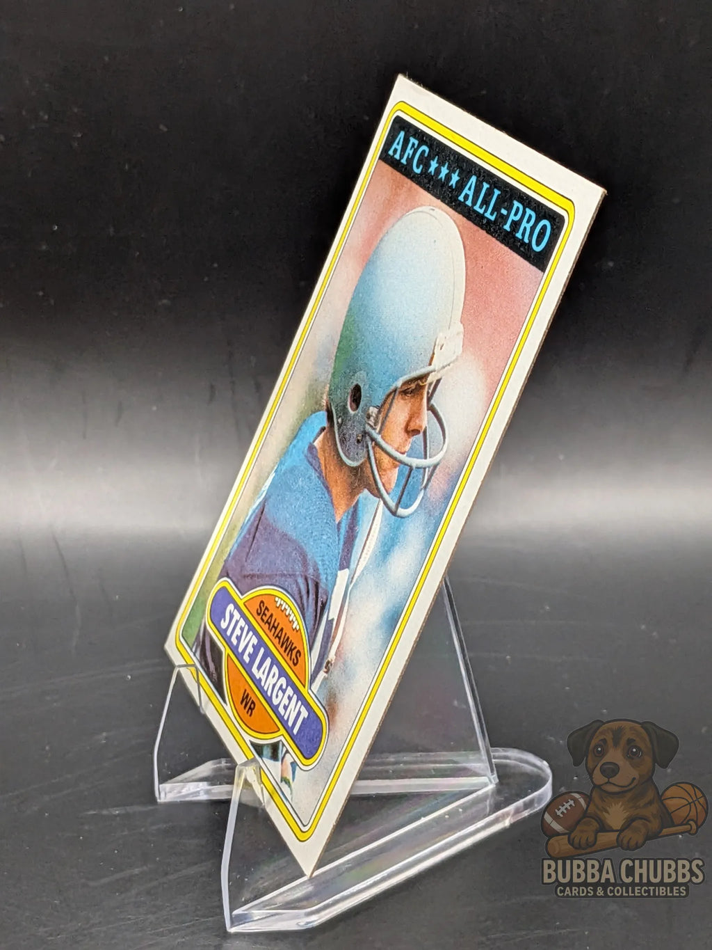 Vintage football trading card of Steve Largent topps chewing gum AFC All-Pro insert