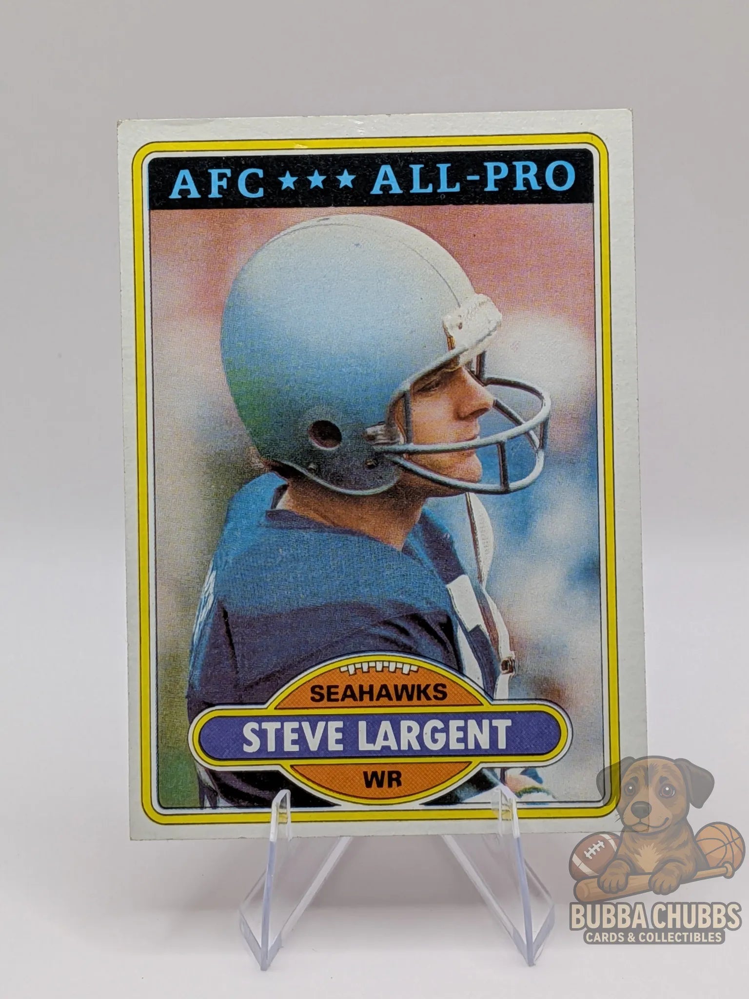 Vintage football trading card of Steve Largent topps chewing gum AFC All-Pro insert