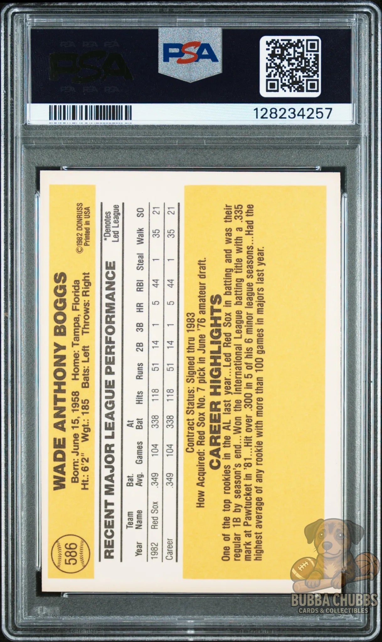 psa 8 graded baseball trading card 1983 Donruss Wade Boggs 