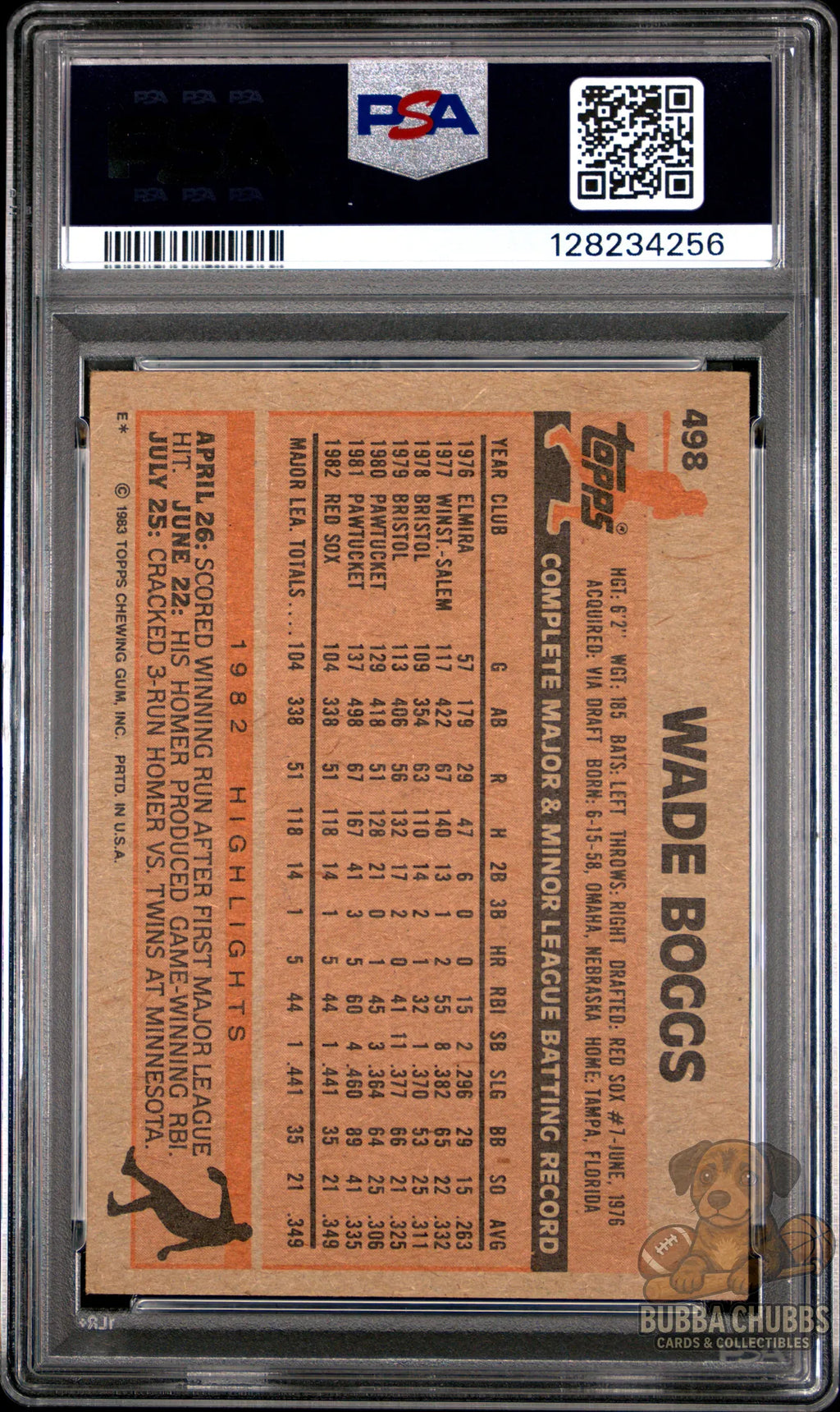 1983 Topps Wade Boggs baseball PSA 6 rookie
