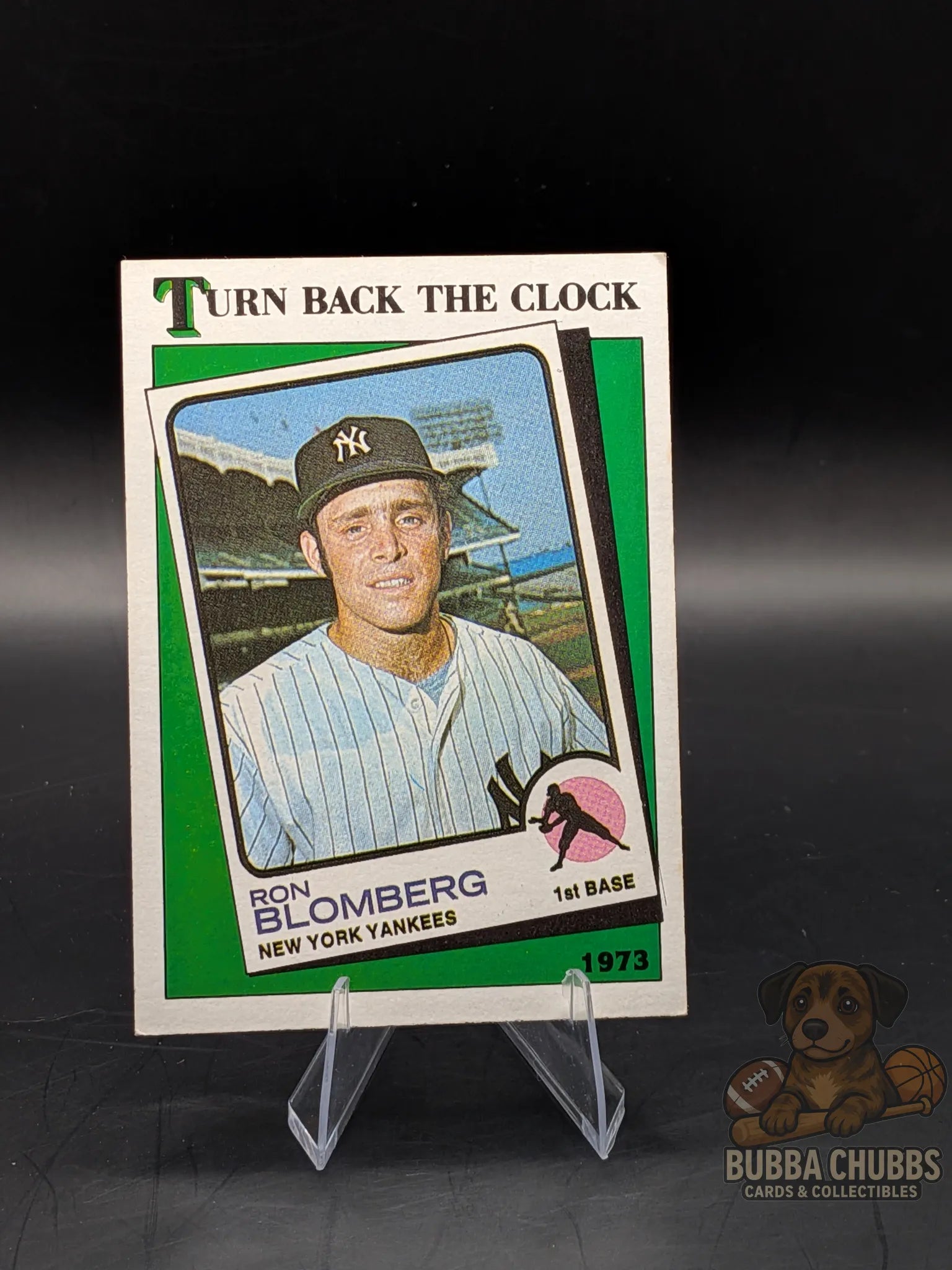 vintage Baseball trading card featuring Ron Blomberg of the New York Yankees topps chewing gum turn back the clock subset
