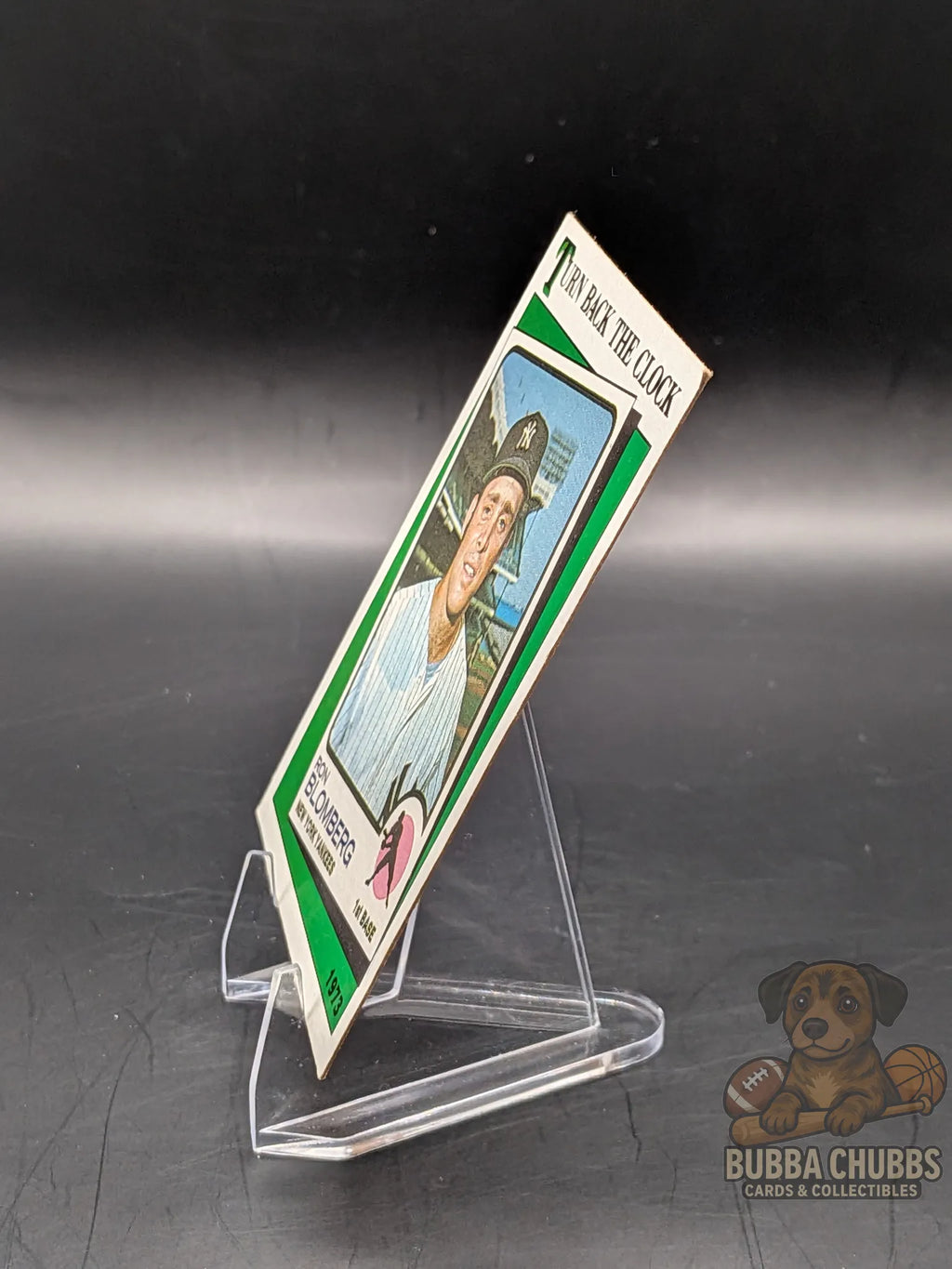 vintage Baseball trading card featuring Ron Blomberg of the New York Yankees topps chewing gum turn back the clock subset