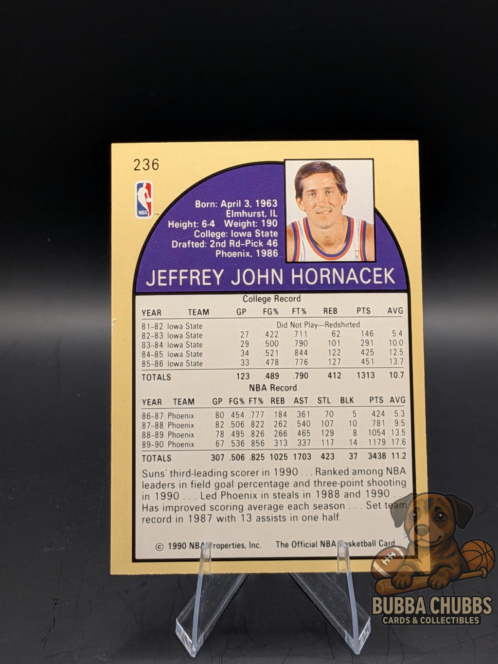 Basketball trading card of Jeff Hornacek NBA hoops early modern 90's era