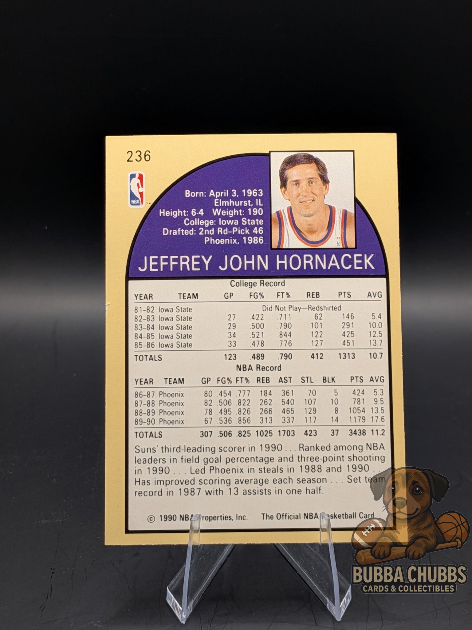 Basketball trading card of Jeff Hornacek NBA hoops early modern 90's era