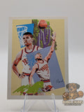 Basketball-themed artwork trading card with Kevin Johnsn NBA Hoops Inert Cynthia Marsh 