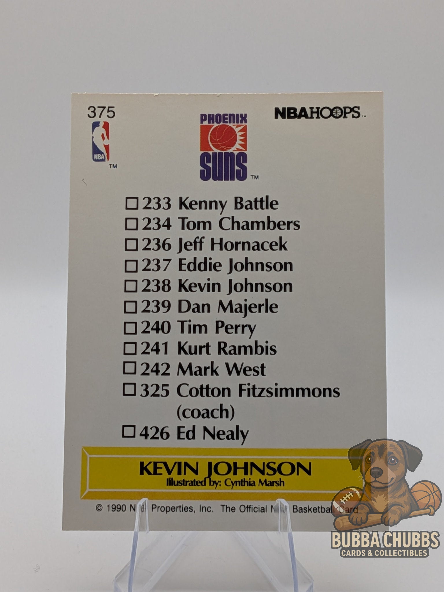 Basketball-themed artwork trading card with Kevin Johnsn NBA Hoops Inert Cynthia Marsh 