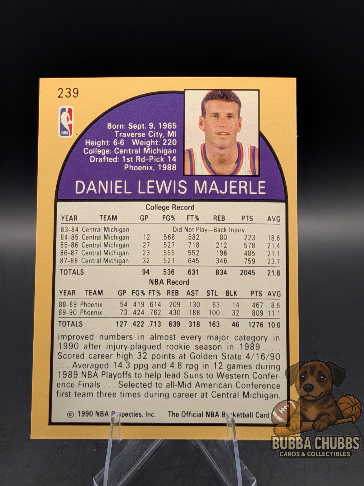 Basketball trading card of Dan Majerle with Phoenix Suns NBA Hoops 90's era early modern