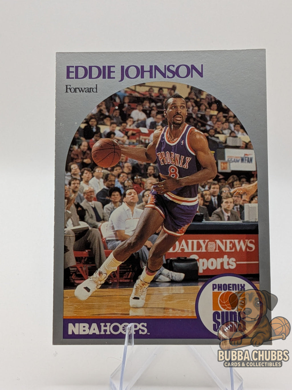Basketball trading card of Eddie Johnson with Phoenix Suns NBA hoops early modern 90's era