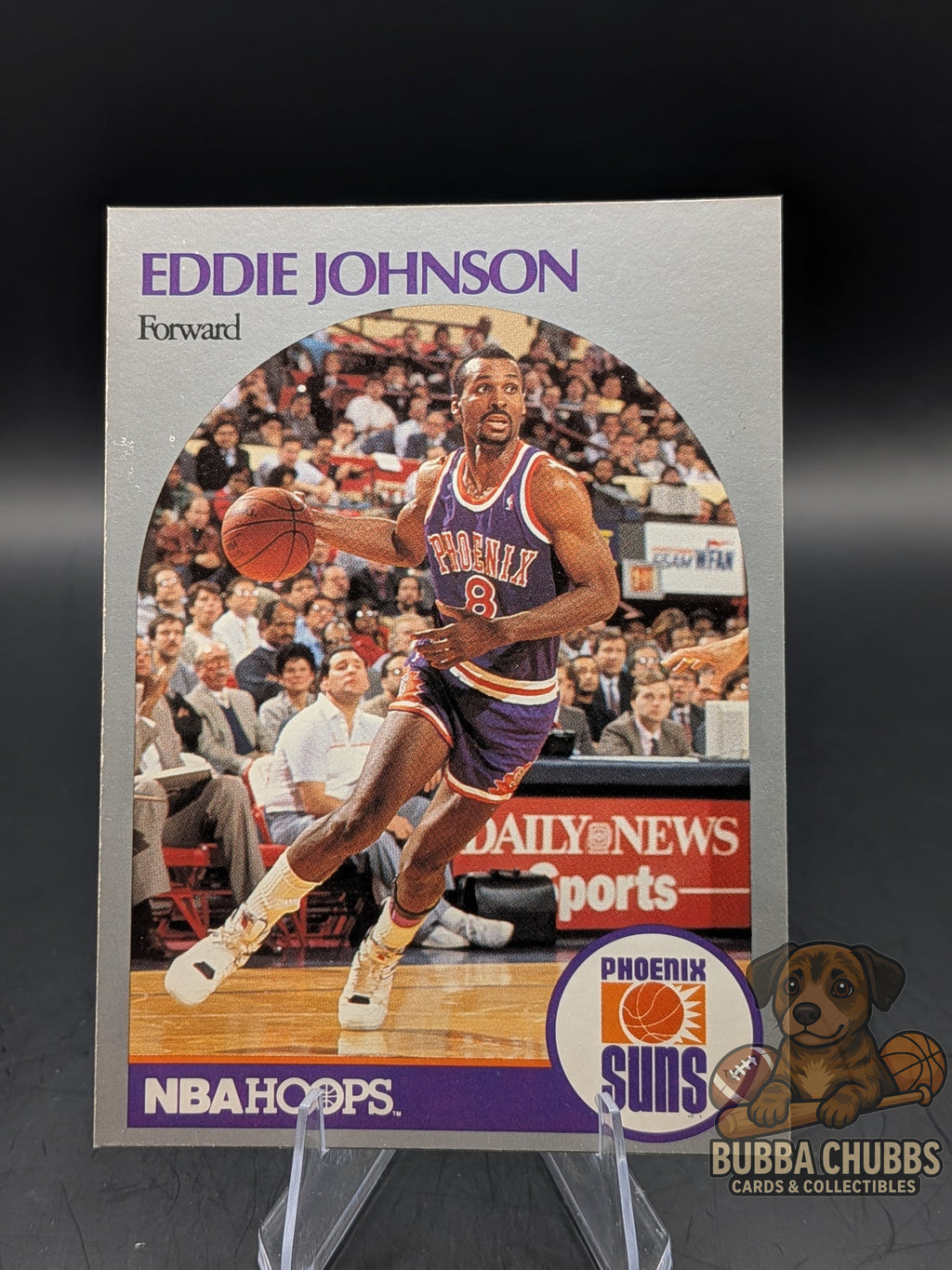 Basketball trading card of Eddie Johnson with Phoenix Suns NBA hoops early modern 90's era