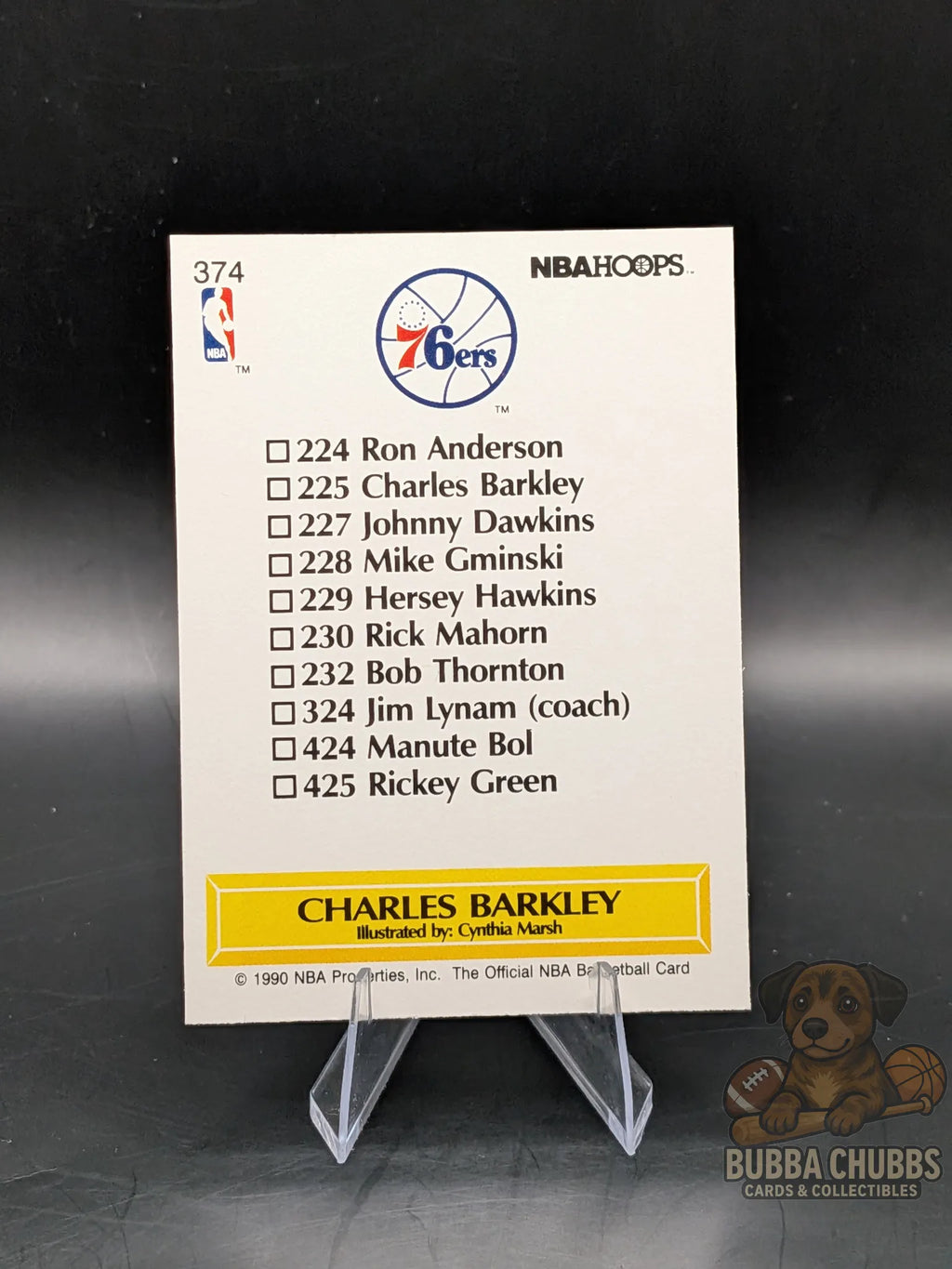 Basketball trading card with charles barkley  nba hoops checklist insert 