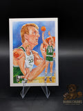 Basketball card featuring Larry Bird of the Boston Celtics 90' era nba hoops checklist insert