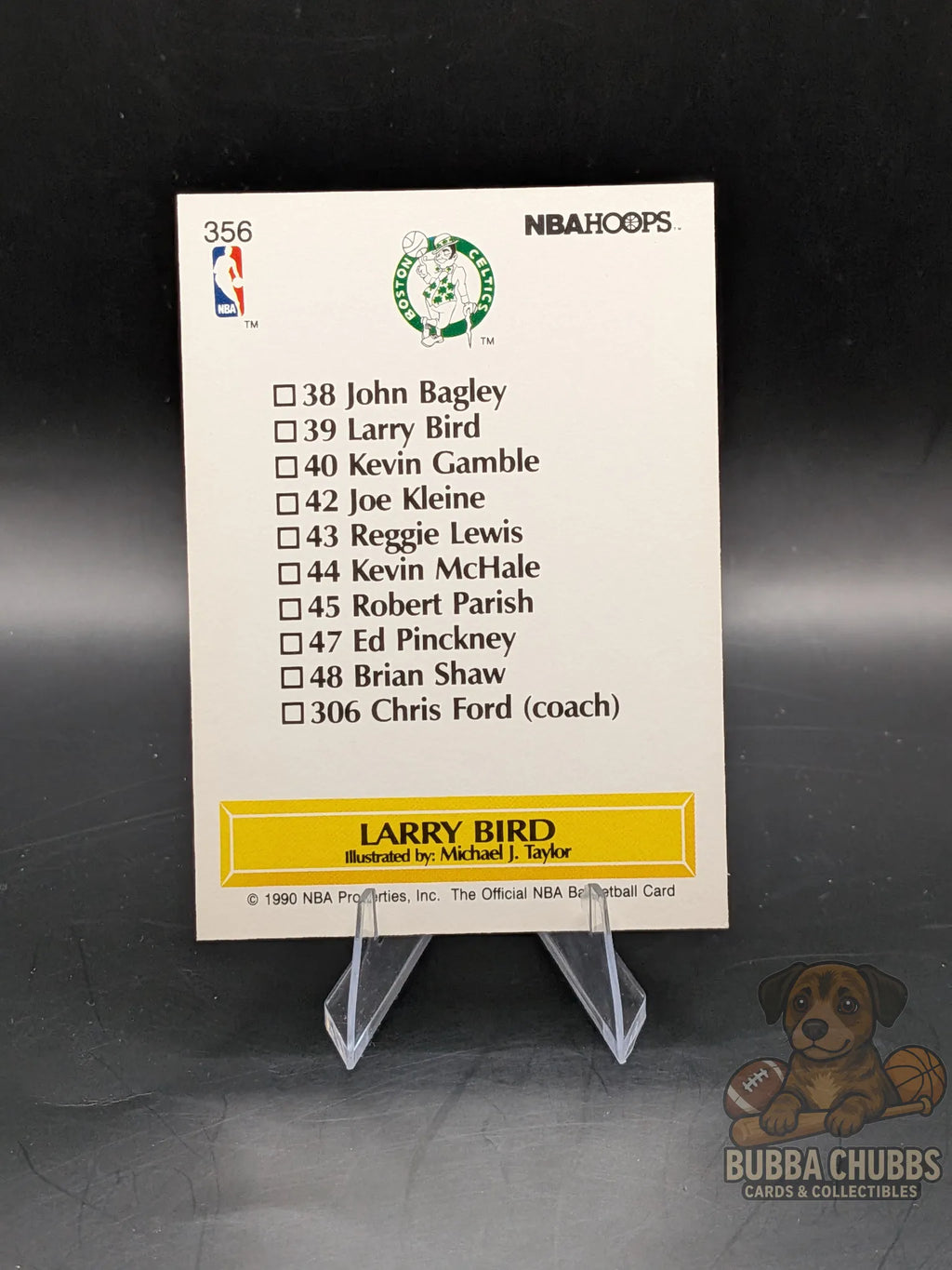 Basketball card featuring Larry Bird of the Boston Celtics 90' era nba hoops checklist insert