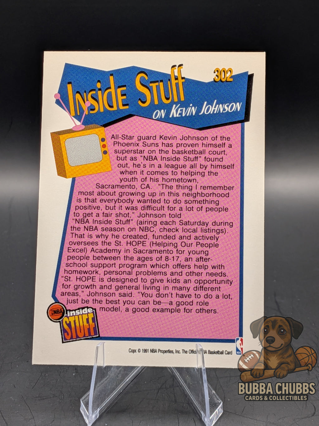 Basketball trading card Kevin Johnson NBA Hoops inside stuff insert