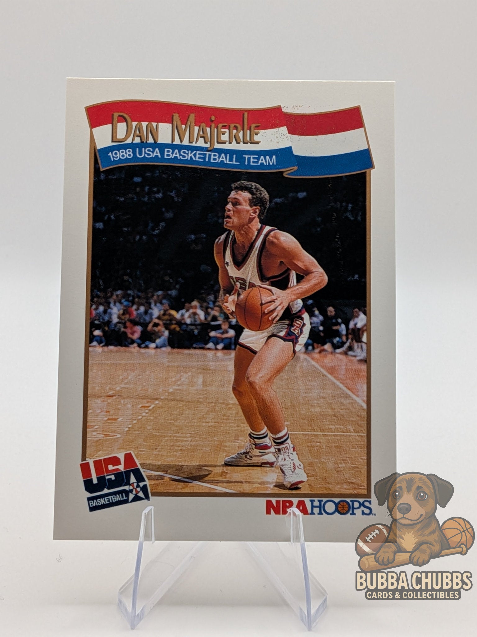 Basketball trading card of Dan Majerle from the 1988 USA Basketball Team, featuring NBA Hoops