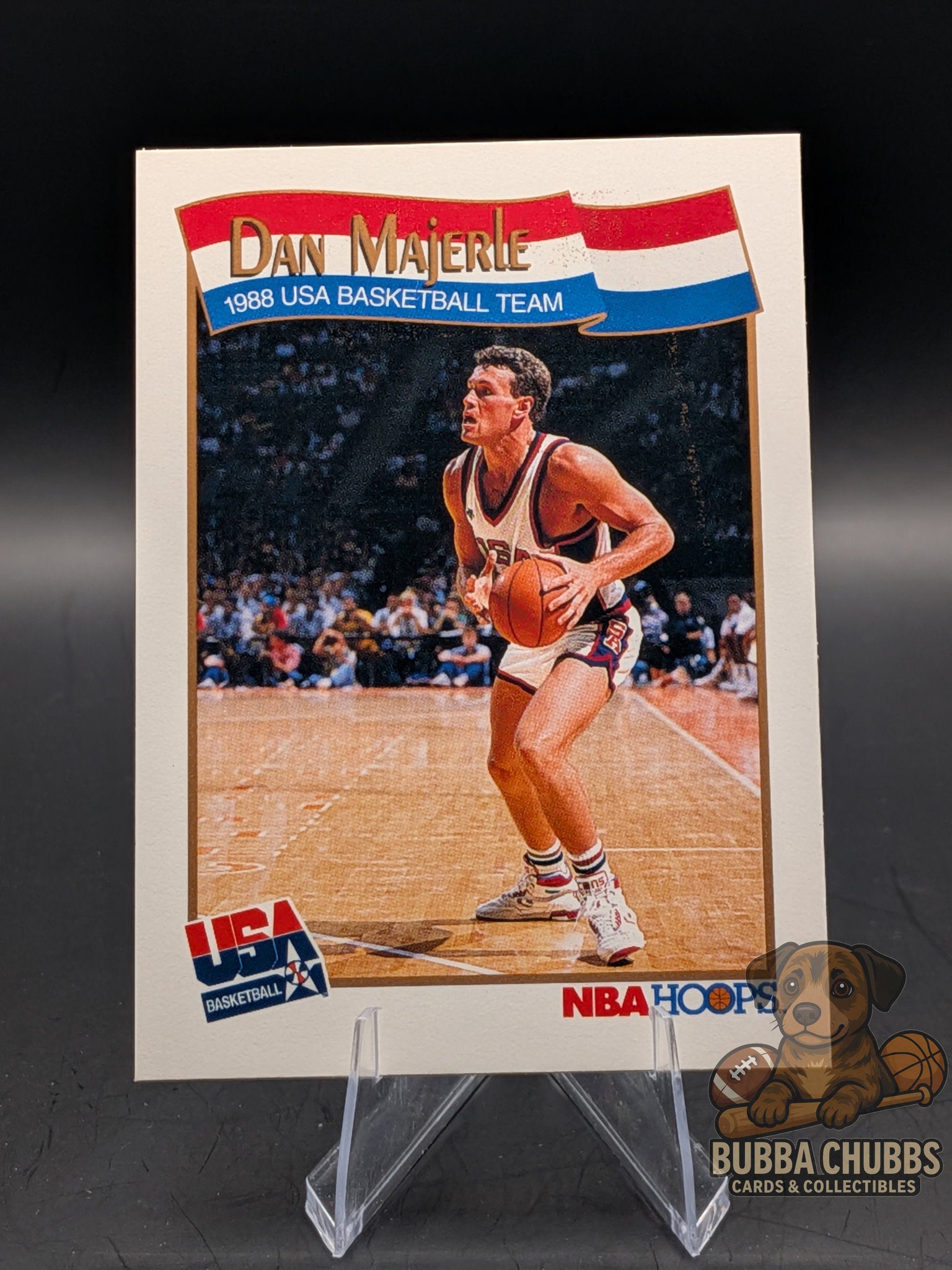Basketball trading card of Dan Majerle from the 1988 USA Basketball Team, featuring NBA Hoops