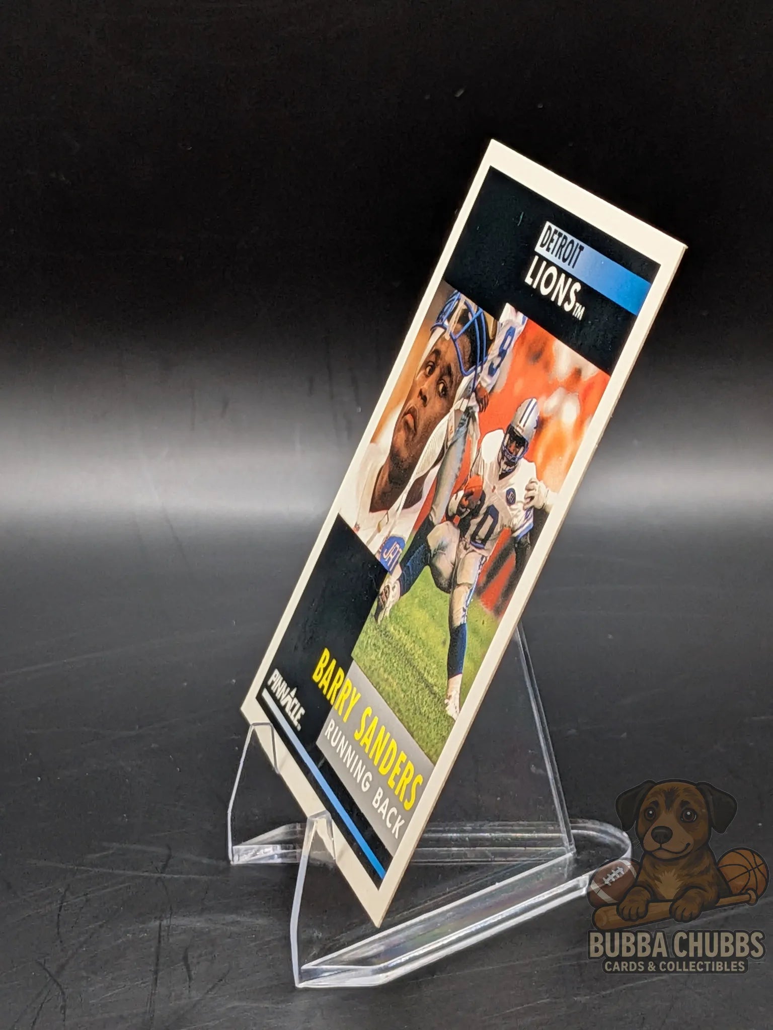 Vintage Football trading card featuring Barry Sanders of the Detroit Lions pinnacle