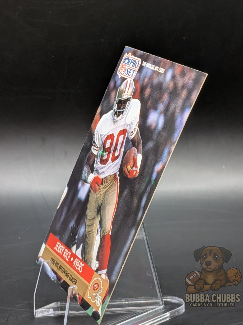 Vintage football trading card of Jerry Rice with the 49ers nfl pro set