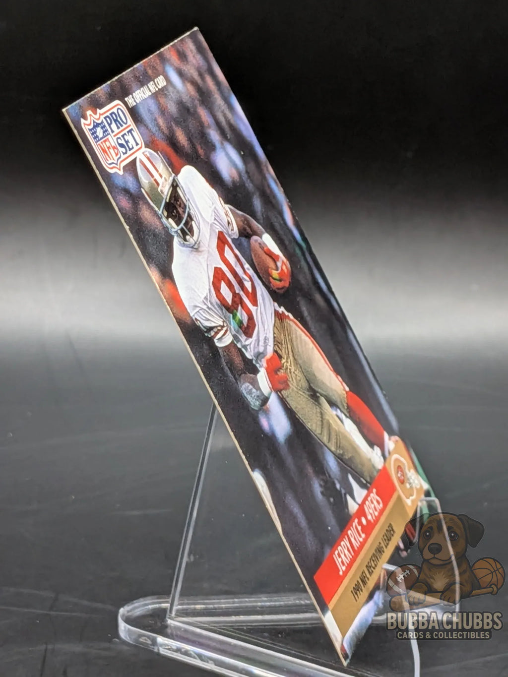 Vintage football trading card of Jerry Rice with the 49ers nfl pro set