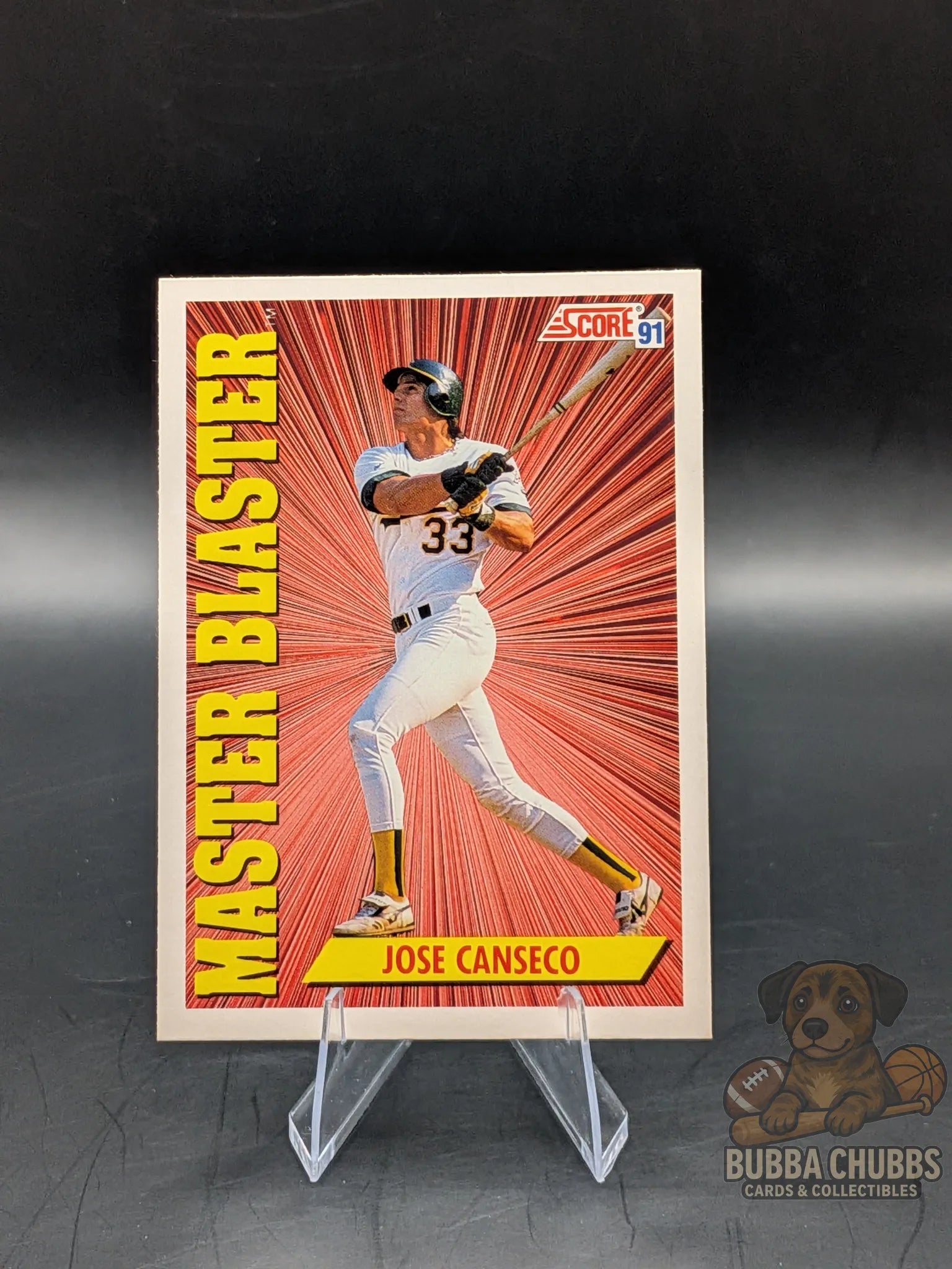Baseball trading card of Jose Canseco score 90's era master blaster insert