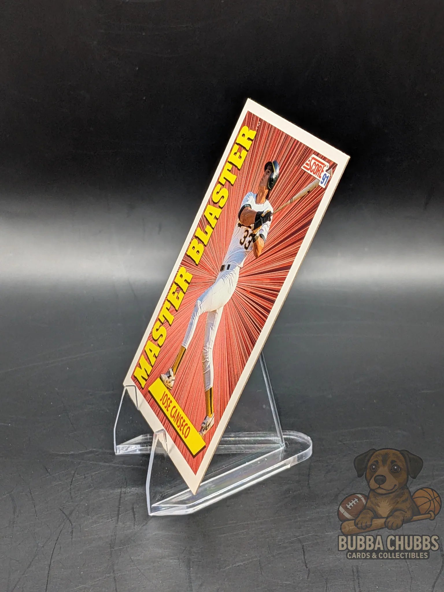 Baseball trading card of Jose Canseco score 90's era master blaster insert