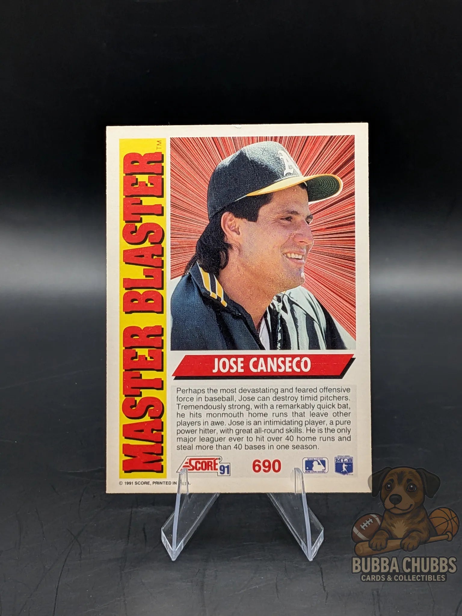 Baseball trading card of Jose Canseco score 90's era master blaster insert