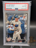 Baseball trading card of Aaron Judge bowman rookie psa 10