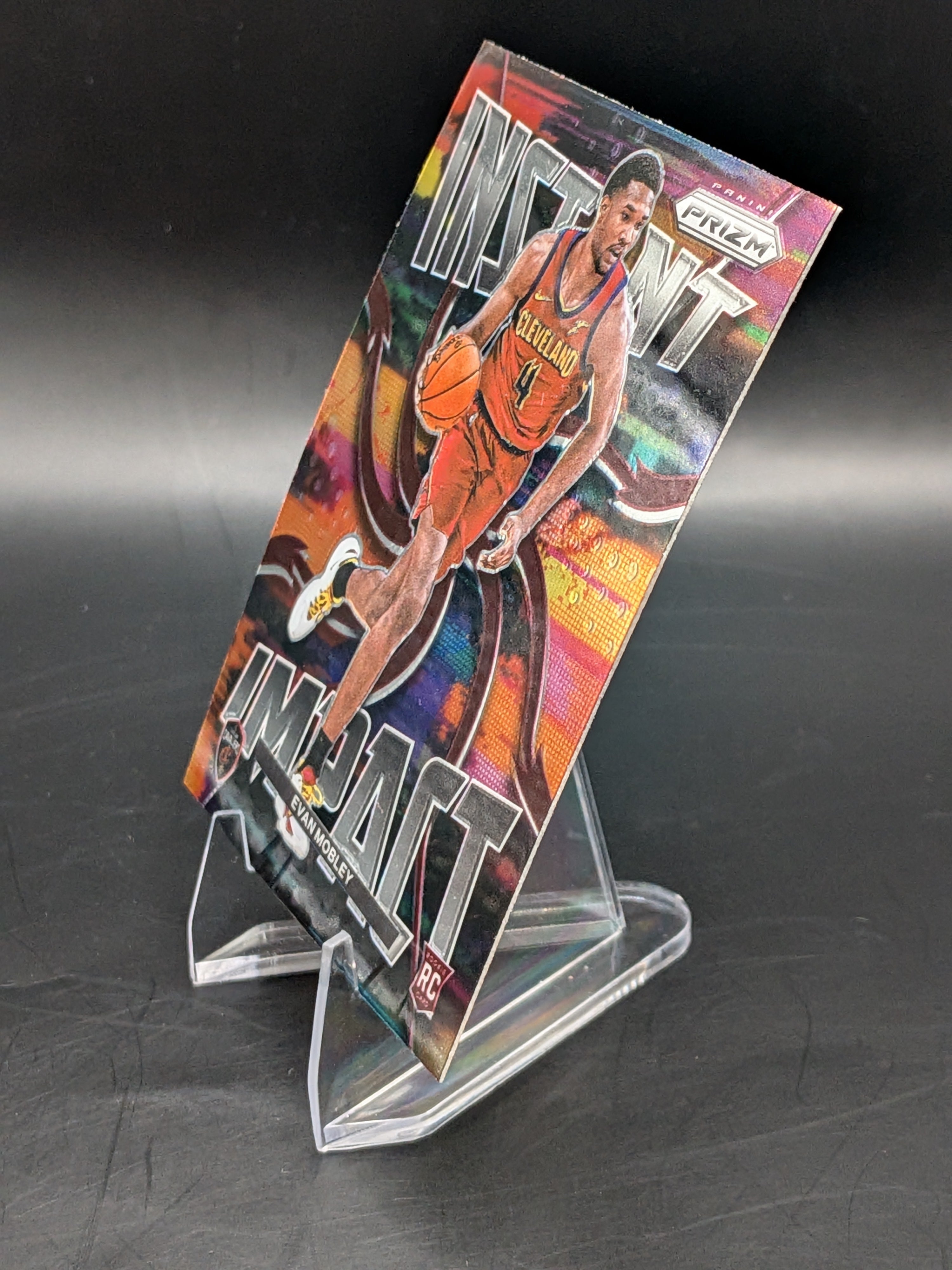 Basketball trading card featuring rookie evan mobley of the Cleveland cavaliers panini prizm instant impact insert