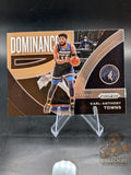 Basketball trading card featuring Karl-Anthony Towns panini prizm  Dominance insert 