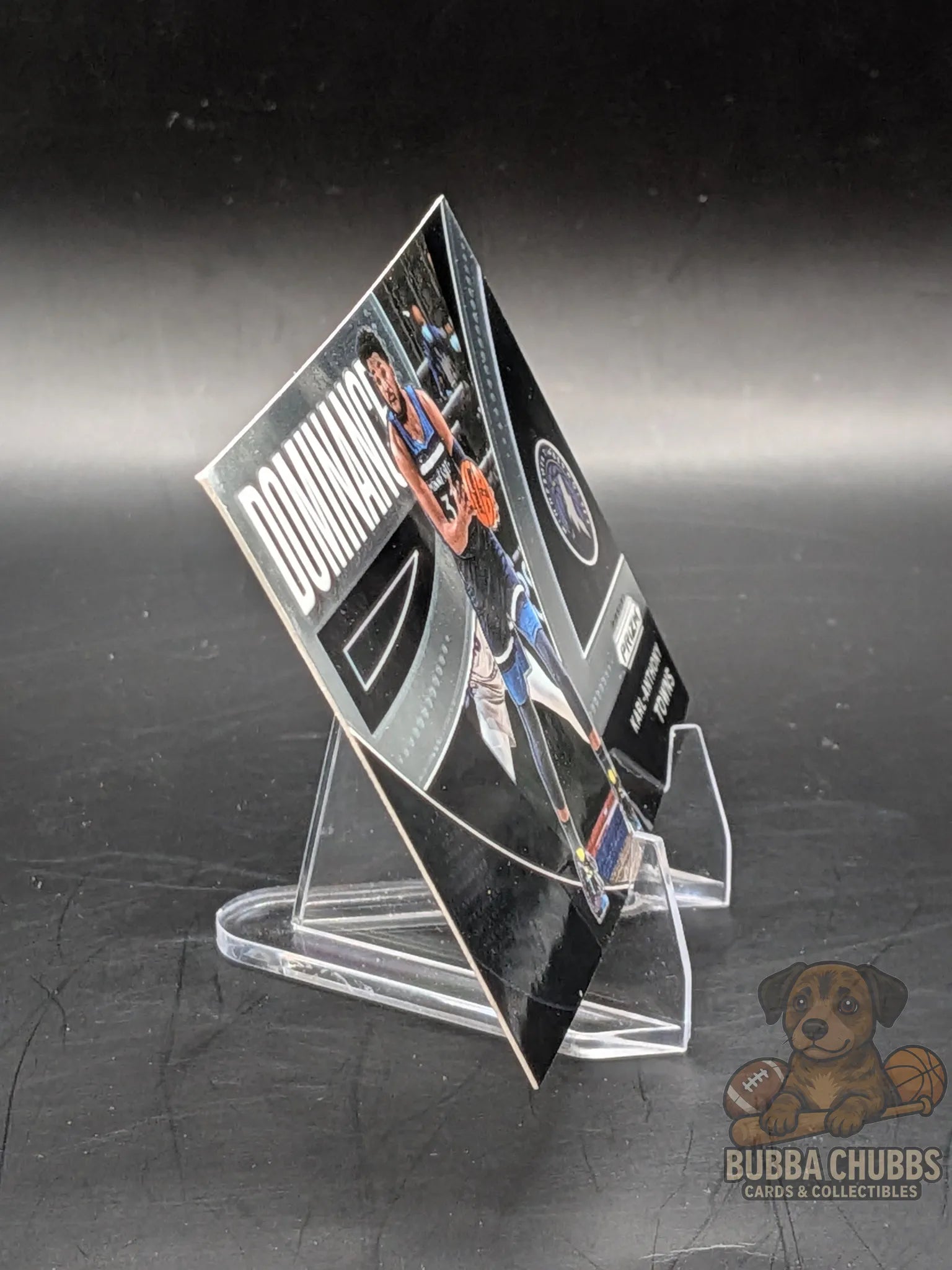 Basketball trading card featuring Karl-Anthony Towns panini prizm  Dominance insert 