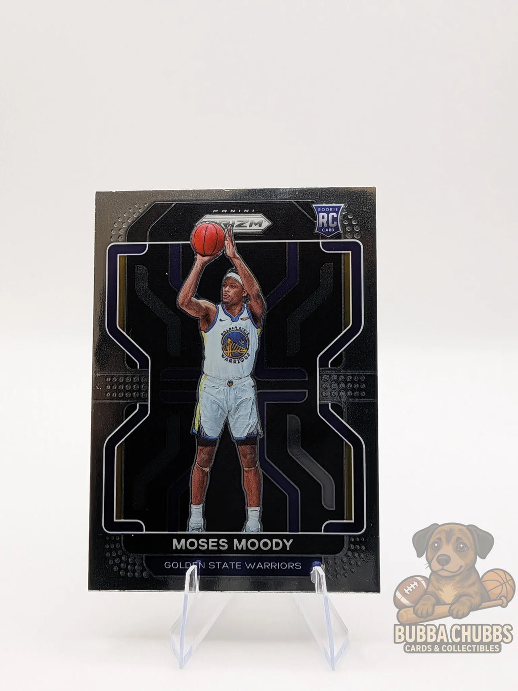 Basketball trading card of Moses Moody of the Golden State Warriors panini prizm rookie card
