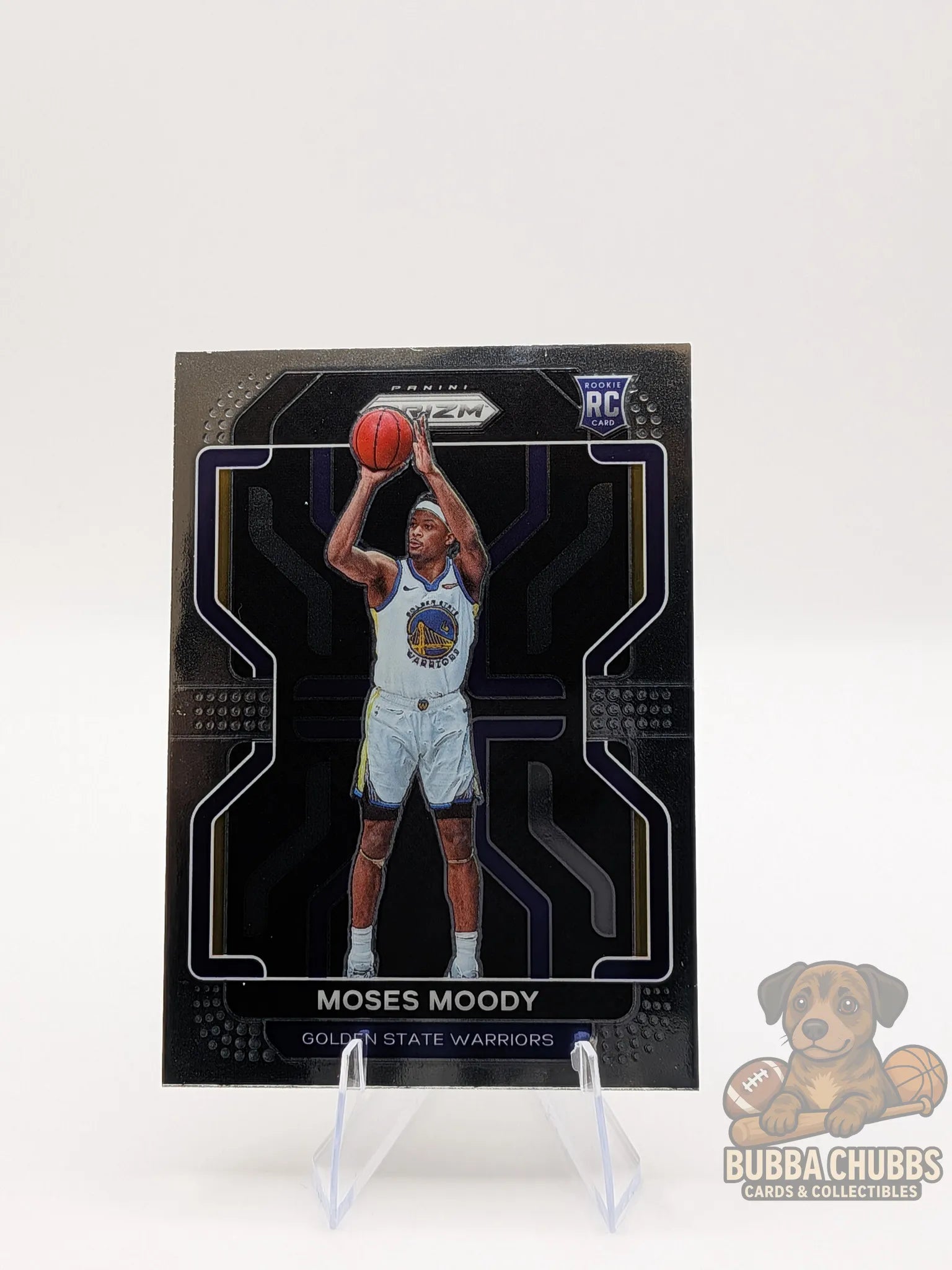 Basketball trading card of Moses Moody of the Golden State Warriors panini prizm rookie card
